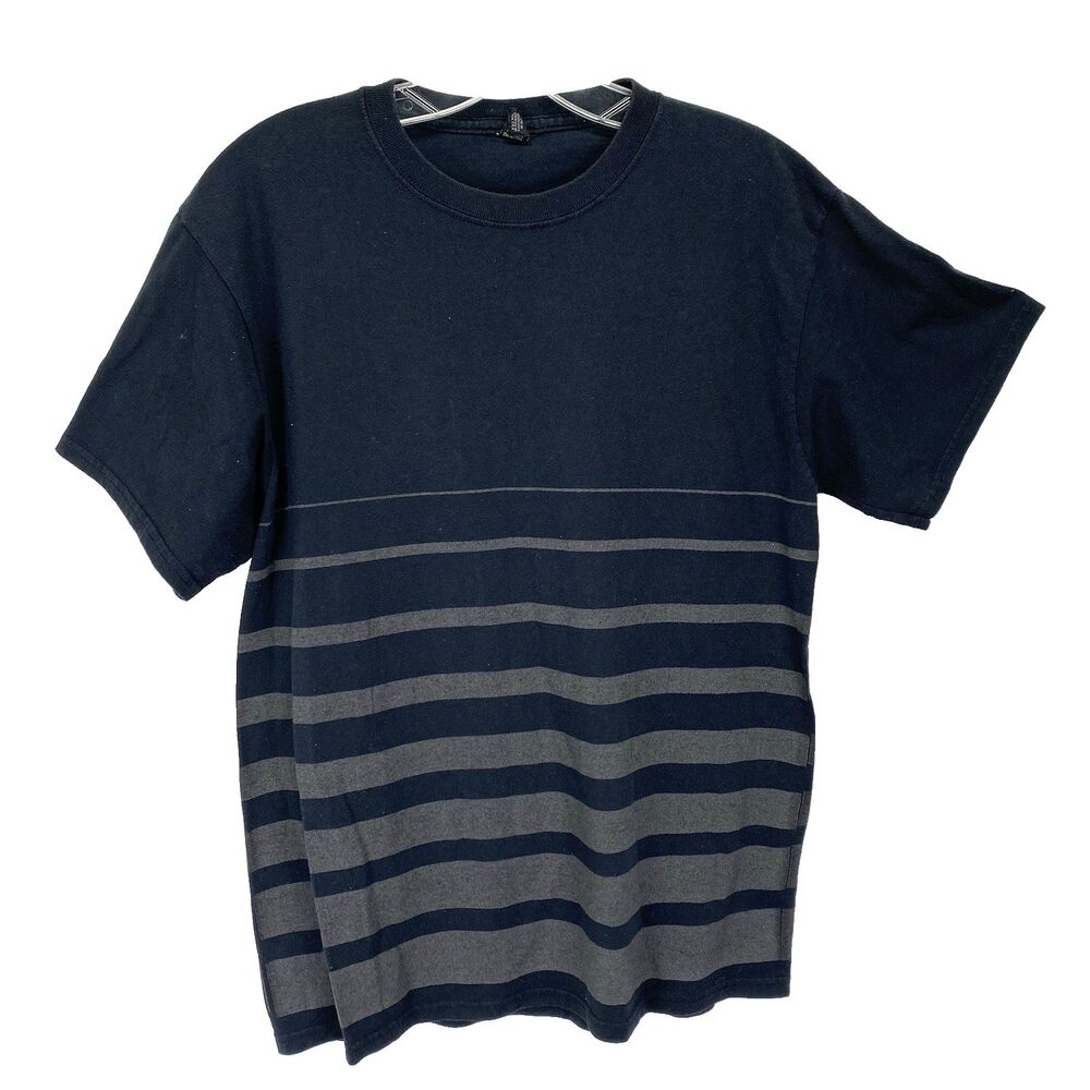 ICNY Men's LM Reflective Wear Pull-Over SHIRT Black Gray Stripe